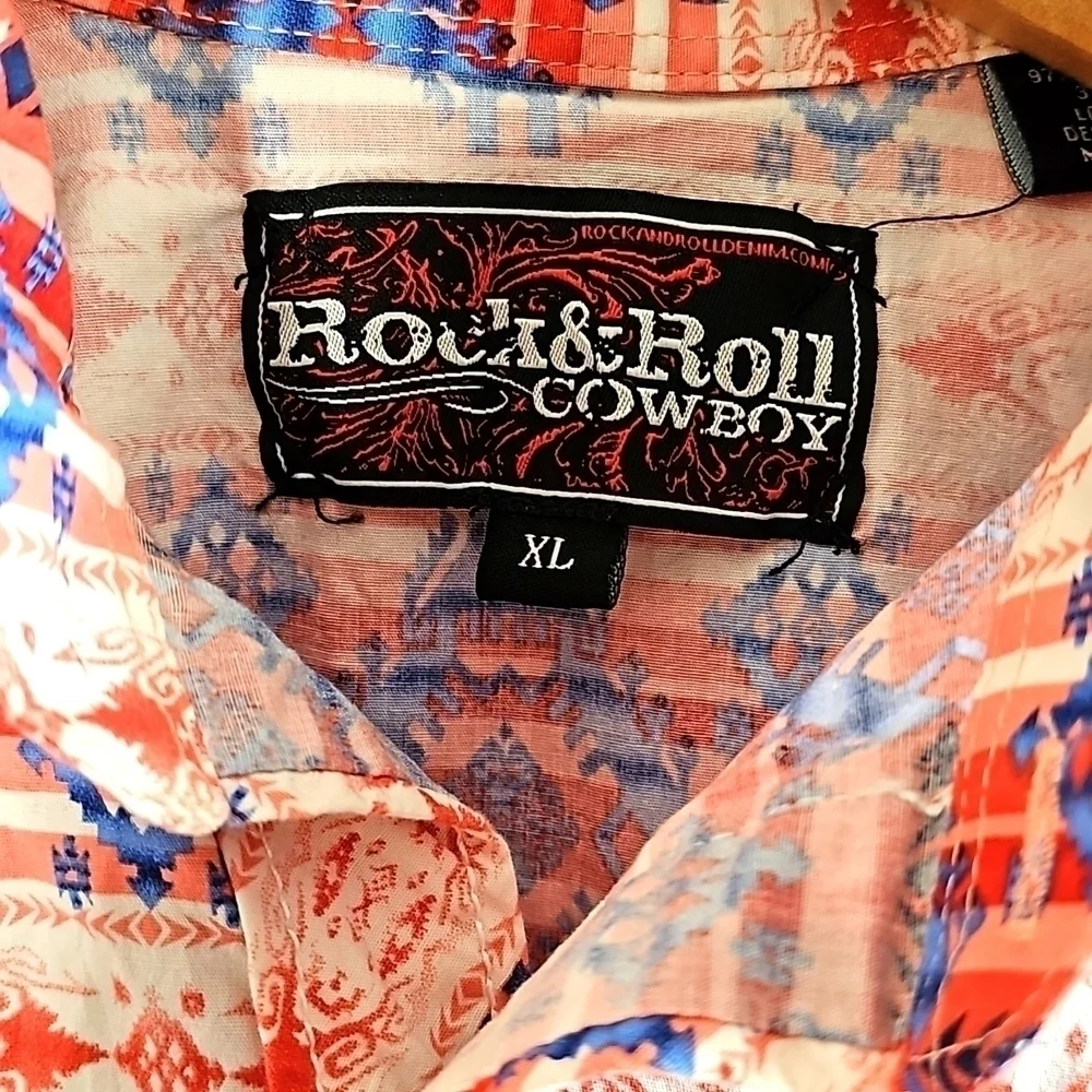 ROCK & Roll Cowboy Native Print Button-Down Shirt.